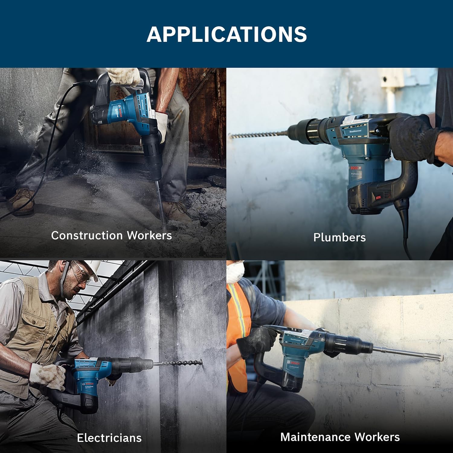 GBH 5-40 D Professional- Rotary Hammer with SDS max | 30% quicker Drilling Speed | 1100 W | SDS MAX | Rated Speed 170-340 RPM | Impact Rate 1500 – 2900 BPM | Impact energy 8.5 J| 1 Yr Warranty