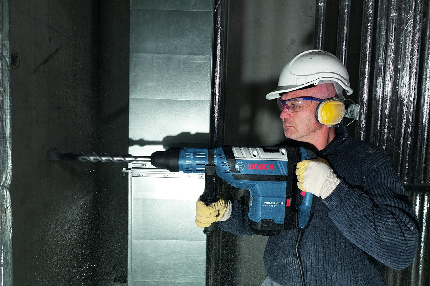 BOSCH GBH 8-45 DV Corded Electric Rotary Hammer with SDS Max | 1500 W, Turbo Power Function | Rated Speed 0-305 RPM | Impact Rate 1380 – 2760 BPM, Energy 12.5 J| Speed Selection | 1 Yr Warranty