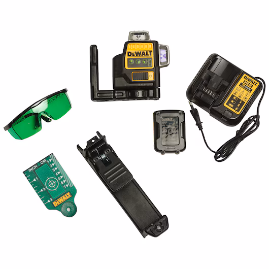 DEWALT DCE089D1G-QW 12V XR® 3 x 360° Cross Line Green Beam Laser – 1 x 2Ah