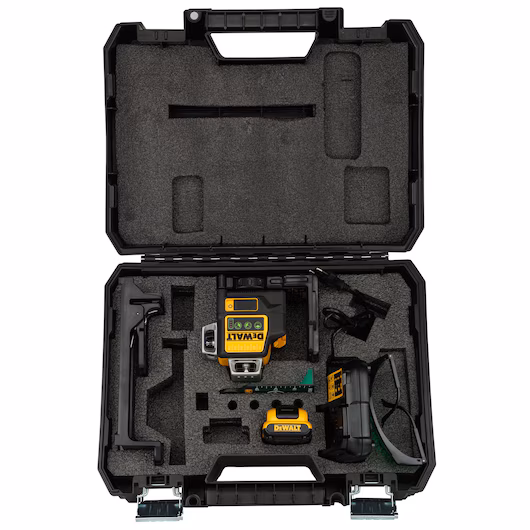 DEWALT DCE089D1G-QW 12V XR® 3 x 360° Cross Line Green Beam Laser – 1 x 2Ah