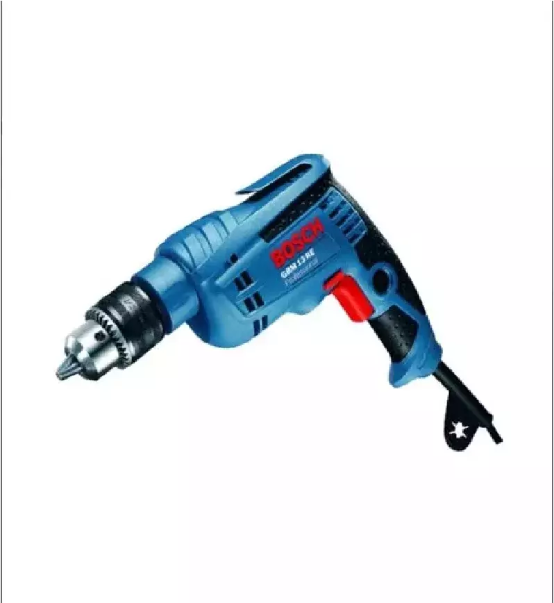 Bosch GBM 13 RE Heavy Duty Corded Electric Rotary Drill, 600W, 13 mm, 20 Nm, 1.7 kg, Speed Selection, Forward/Reverse Rotation, Soft Grip, For Wood & Metal + Handle
