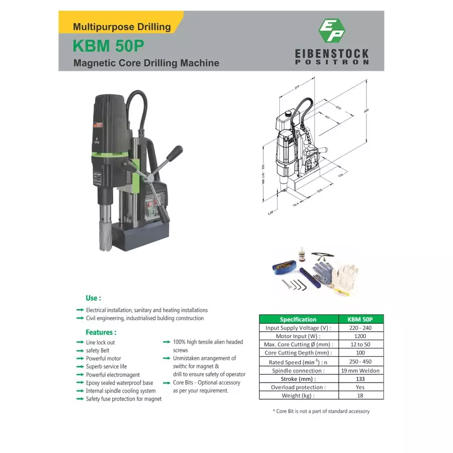 Eibenstock 1200 W 133 mm Special Magnetic Core Drill Machine, KBM 50P