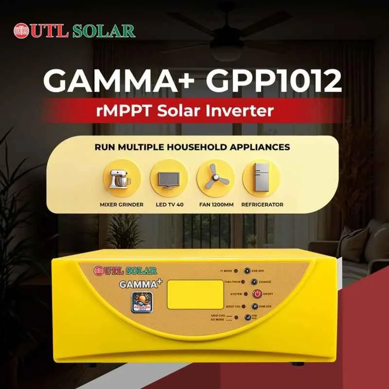 UTL Gamma Plus GPP1012 1000VA12V rMPPT Pure Sine Wave Solar Inverter, GPS-XX1K-A-XX
