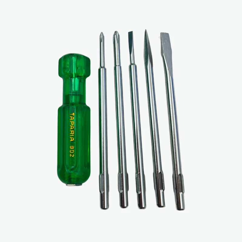 Taparia Model 802 Screwdriver Set Neon Bulb Tester Included Tip Sizes 6.0×0.8mm, 3.5×0.5mm, Phillips 0, Square Poker, Phillips 1 High-Grade Steel Blades with Comfortable Grip. DIY, Professional and Industrial use
