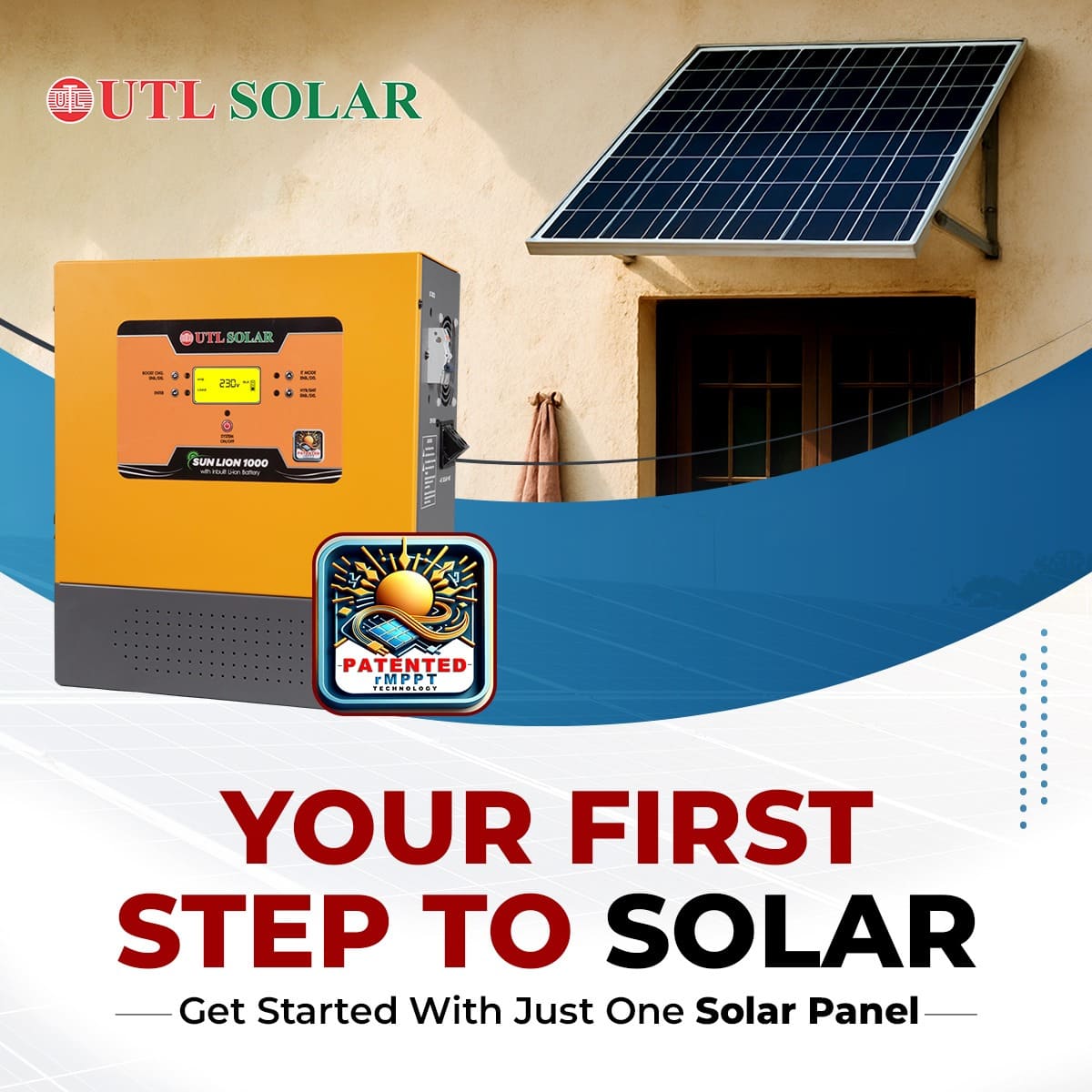 UTL Sun Lion 1000(Inbuilt Battery) Solar Inverter 800VA 12.8V For Home, Office & Shops