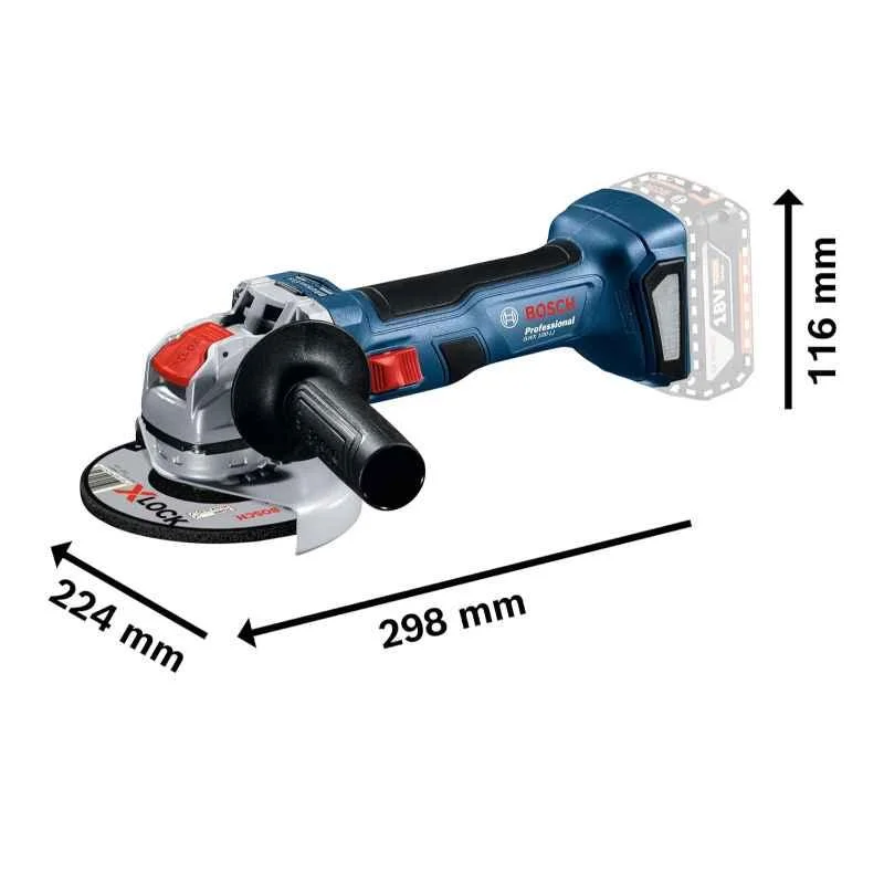 Bosch GWX 180-LI 18V 11000rpm 5 inch Wheel Size Cordless Angle Grinder, 06019H91K0