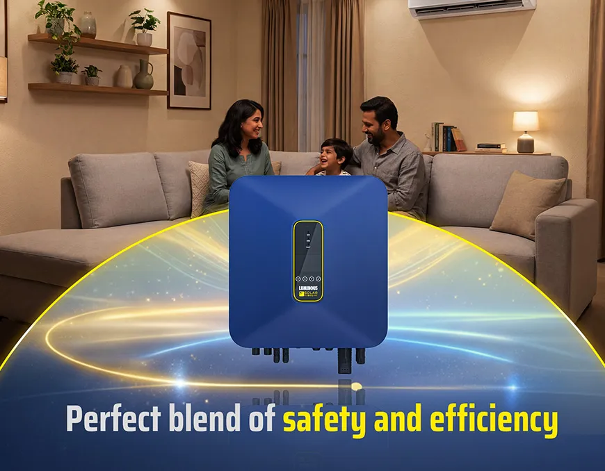 Luminous NXH 1P Hybrid HF NXH 130 A48 Solar Inverter for Home, Office & Shops – High Efficiency Hybrid Solar Inverter with Wi-Fi Monitoring & Lithium Battery Support