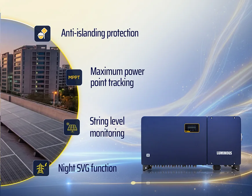 Luminous Solar Grid Tie Inverter-Nxi 380 Advanced MPPT technology Inverter Ideal for commercial and industrial use | 80kW Capacity