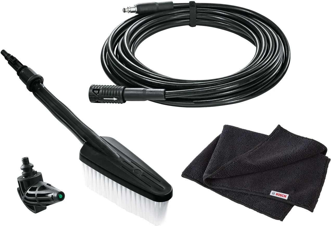 BOSCH F016800572 Car Cleaning Kit (90°Nozzle, Wash Brush, Extension Hose 6m, Cloth)for Pressure Washer