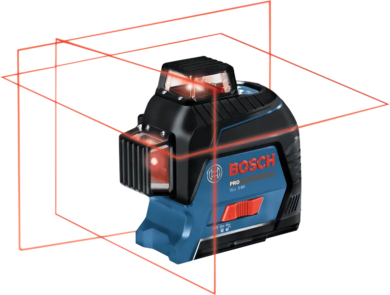 Bosch GLL 3-80 Professional Line Laser Level, 3 x 360° Red Laser Lines, 30m Range