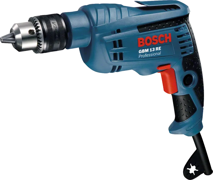 Bosch GBM 13 RE Heavy Duty Corded Electric Rotary Drill, 600W, 13 mm, 20 Nm, 1.7 kg, Speed Selection, Forward/Reverse Rotation, Soft Grip, For Wood & Metal + Handle