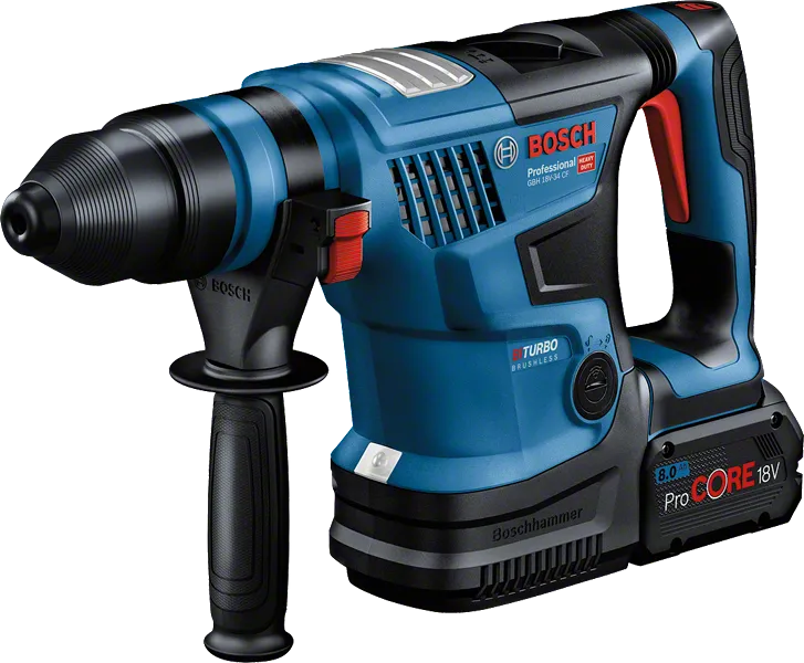 BOSCH GBH 18V-34CF Cordless Rotary Hammer with SDS Plus | 500 RPM Biturbo Brushless Motor | LED light | 5.8J Impact Energy | Impact Rate 0-2900 BPM | Battery & Charger Not included | 1 Yr Warranty