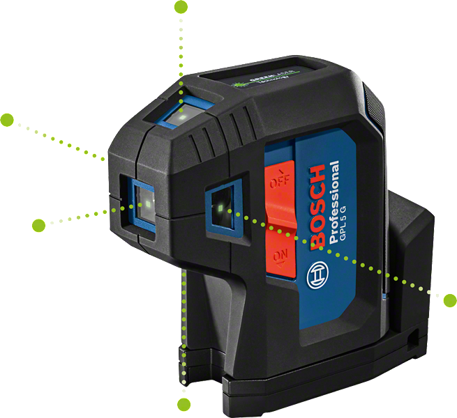 BOSCH GPL 5 G Professional 5-Point Laser Level with Highly Visible Green Laser Points