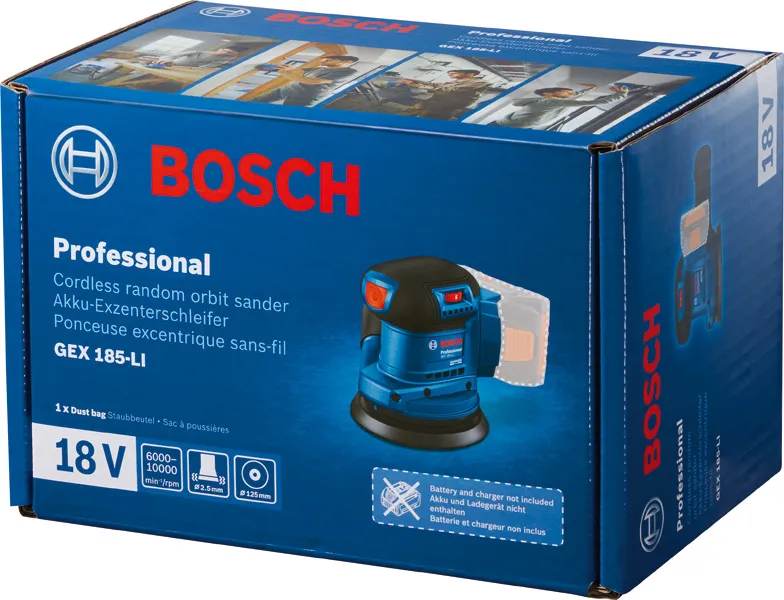 BOSCH GEX 185-LI Professional Random Orbit Sander 06013A5080