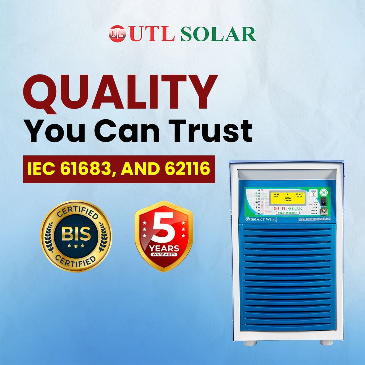 UTL Sigma Pro Solar Hybrid Inverter UGE5048 – 5kVA 48Volt Single Phase
